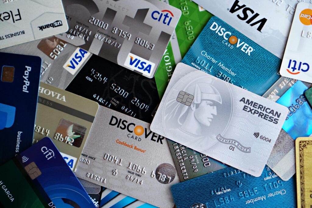 Pile of travel credit cards